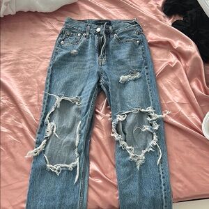 Distressed Blue Jeans